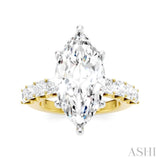 1 1/3 Ctw Marquise Shape Princess and Round Cut Diamond Semi-Mount Engagement Ring in 14K Yellow and White Gold