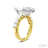 1 1/3 Ctw Marquise Shape Princess and Round Cut Diamond Semi-Mount Engagement Ring in 14K Yellow and White Gold