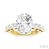 1 1/3 Ctw Oval Shape Princess and Round Cut Diamond Semi-Mount Engagement Ring in 14K Yellow and White Gold