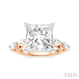 1 Ctw Princess Shape Marquise and Round Cut Diamond Semi-Mount Engagement Ring in 14K Rose and White Gold