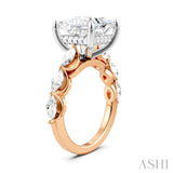1 Ctw Princess Shape Marquise and Round Cut Diamond Semi-Mount Engagement Ring in 14K Rose and White Gold