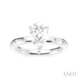 1/6 Ctw Akari Pear Shape Round Cut Diamond Semi-Mount Engagement Ring in 14K White Gold