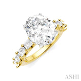 1 1/3 Ctw Oval Shape Emerald and Round Cut Diamond Semi-Mount Engagement Ring in 14K Yellow and White Gold