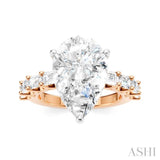 1 1/3 Ctw Pear Shape Emerald and Round Cut Diamond Semi-Mount Engagement Ring in 14K Rose and White Gold