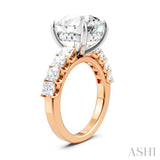 1 1/3 Ctw Round Shape Princess and Round Cut Diamond Semi-Mount Engagement Ring in 14K Rose and White Gold