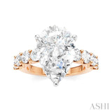 1 1/3 Ctw Pear Shape Round Cut Diamond Semi-Mount Engagement Ring in 14K Rose and White Gold