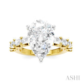 1 1/3 Ctw Pear Shape Emerald and Round Cut Diamond Semi-Mount Engagement Ring in 14K Yellow and White Gold