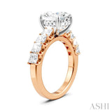 1 1/3 Ctw Oval Shape Princess and Round Cut Diamond Semi-Mount Engagement Ring in 14K Rose and White Gold