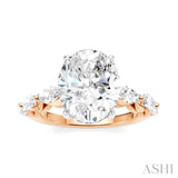 1 Ctw Oval Shape Marquise and Round Cut Diamond Semi-Mount Engagement Ring in 14K Rose and White Gold