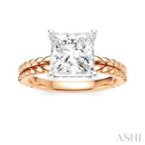 1/10 Ctw Princess Shape Round Cut Diamond Semi-Mount Engagement Ring in 14K Rose and White Gold