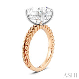 1/10 Ctw Oval Shape Round Cut Diamond Semi-Mount Engagement Ring in 14K Rose and White Gold