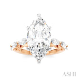 1 Ctw Marquise Shape Marquise and Round Cut Diamond Semi-Mount Engagement Ring in 14K Rose and White Gold