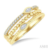 1/5 Ctw Split Three Row Marquise and Round Cut Bead Bijoux Diamond Fashion Band in 10K Yellow Gold