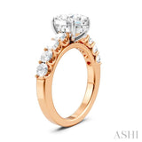 7/8 Ctw Oval Shape Round Cut Diamond Semi-Mount Engagement Ring in 14K Rose and White Gold