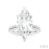 1/8 Ctw Marquise Shape Round Cut Diamond Semi-Mount Engagement Ring in 14K White Gold