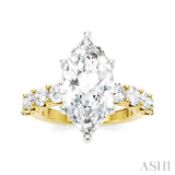 1 1/3 Ctw Marquise Shape Round Cut Diamond Semi-Mount Engagement Ring in 14K Yellow and White Gold