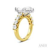 1 1/3 Ctw Marquise Shape Round Cut Diamond Semi-Mount Engagement Ring in 14K Yellow and White Gold
