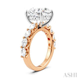 1 1/3 Ctw Round Shape Oval and Round Cut Diamond Semi-Mount Engagement Ring in 14K Rose and White Gold