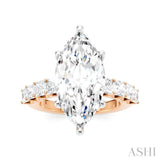 1 1/3 Ctw Marquise Shape Princess and Round Cut Diamond Semi-Mount Engagement Ring in 14K Rose and White Gold