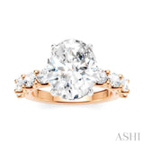 1 1/3 Ctw Oval Shape Oval and Round Cut Diamond Semi-Mount Engagement Ring in 14K Rose and White Gold