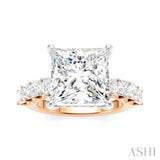 1 1/3 Ctw Princess Shape Princess and Round Cut Diamond Semi-Mount Engagement Ring in 14K Rose and White Gold