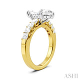 7/8 Ctw Marquise Shape Princess and Round Cut Diamond Semi-Mount Engagement Ring in 14K Yellow and White Gold