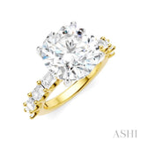 1 1/3 Ctw Round Shape Emerald and Round Cut Diamond Semi-Mount Engagement Ring in 14K Yellow and White Gold