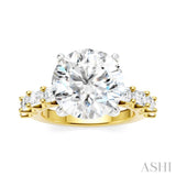 1 1/3 Ctw Round Shape Emerald and Round Cut Diamond Semi-Mount Engagement Ring in 14K Yellow and White Gold