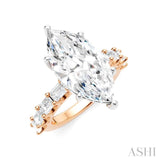 1 1/3 Ctw Marquise Shape Emerald and Round Cut Diamond Semi-Mount Engagement Ring in 14K Rose and White Gold
