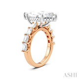 1 1/3 Ctw Marquise Shape Emerald and Round Cut Diamond Semi-Mount Engagement Ring in 14K Rose and White Gold