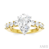 7/8 Ctw Pear Shape Round Cut Diamond Semi-Mount Engagement Ring in 14K Yellow and White Gold