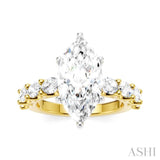 1 1/3 Ctw Marquise Shape Oval and Round Cut Diamond Semi-Mount Engagement Ring in 14K Yellow and White Gold