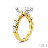 1 1/3 Ctw Marquise Shape Oval and Round Cut Diamond Semi-Mount Engagement Ring in 14K Yellow and White Gold
