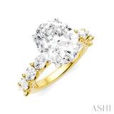 1 1/3 Ctw Oval Shape Oval and Round Cut Diamond Semi-Mount Engagement Ring in 14K Yellow and White Gold