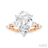 1 Ctw Pear Shape Marquise and Round Cut Diamond Semi-Mount Engagement Ring in 14K Rose and White Gold