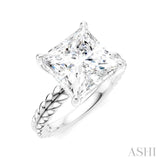 1/8 Ctw Princess Shape Round Cut Diamond Semi-Mount Engagement Ring in 14K White Gold