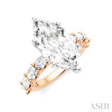 1 1/3 Ctw Marquise Shape Oval and Round Cut Diamond Semi-Mount Engagement Ring in 14K Rose and White Gold
