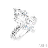1/8 Ctw Marquise Shape Round Cut Diamond Semi-Mount Engagement Ring in 14K White Gold