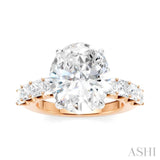 1 1/3 Ctw Oval Shape Princess and Round Cut Diamond Semi-Mount Engagement Ring in 14K Rose and White Gold