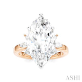 5/8 Ctw Akari Marquise and Round Cut Diamond Semi-Mount Engagement Ring in 14K Rose and White Gold