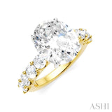 1 1/3 Ctw Oval Shape Round Cut Diamond Semi-Mount Engagement Ring in 14K Yellow and White Gold
