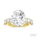 1 1/3 Ctw Oval Shape Round Cut Diamond Semi-Mount Engagement Ring in 14K Yellow and White Gold