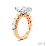 1 1/3 Ctw Marquise Shape Emerald and Round Cut Diamond Semi-Mount Engagement Ring in 14K Rose and White Gold