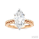 1/10 Ctw Marquise Shape Round Cut Diamond Semi-Mount Engagement Ring in 14K Rose and White Gold