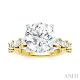 1 1/3 Ctw Round Shape Emerald and Round Cut Diamond Semi-Mount Engagement Ring in 14K Yellow and White Gold