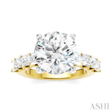 1 1/3 Ctw Round Shape Princess and Round Cut Diamond Semi-Mount Engagement Ring in 14K Yellow and White Gold