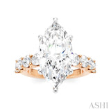 1 1/3 Ctw Marquise Shape Round Cut Diamond Semi-Mount Engagement Ring in 14K Rose and White Gold