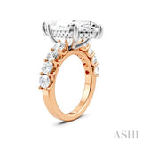 1 1/3 Ctw Marquise Shape Round Cut Diamond Semi-Mount Engagement Ring in 14K Rose and White Gold