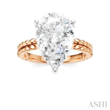 1/8 Ctw Pear Shape Round Cut Diamond Semi-Mount Engagement Ring in 14K Rose and White Gold