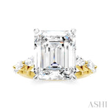 1 Ctw Emerald Shape Marquise and Round Cut Diamond Semi-Mount Engagement Ring in 14K Yellow and White Gold